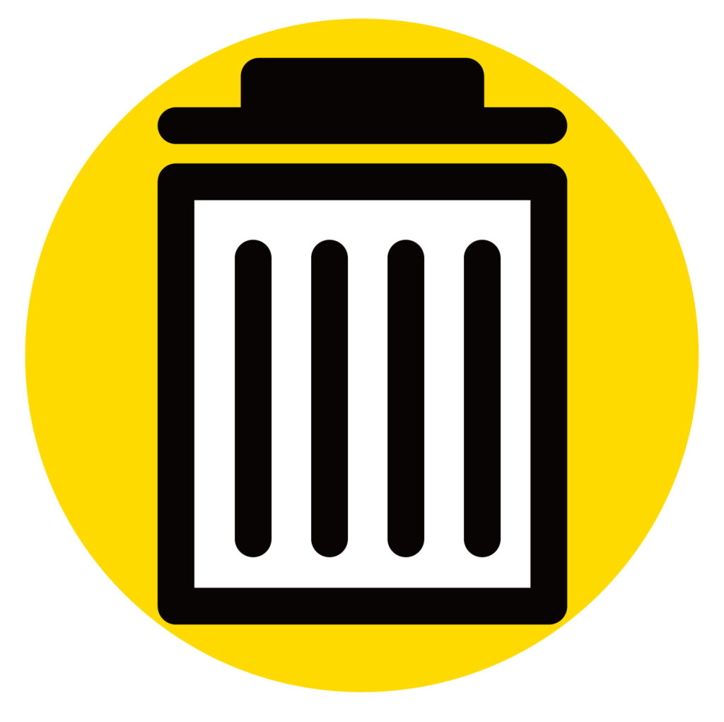 ゴミ箱のアイコン素材です。 パソコンのゴミ箱アイコンやチラシやウェブやバナーやチラシにご利用いただけるシンプルながら使い勝手のよいデザイン素材です。無料ダウンロ