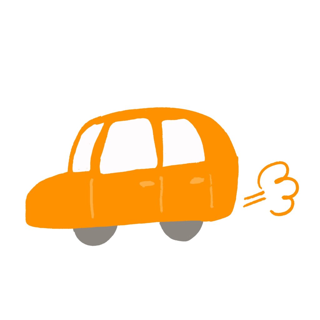 やさしい色合いのオレンジの車を