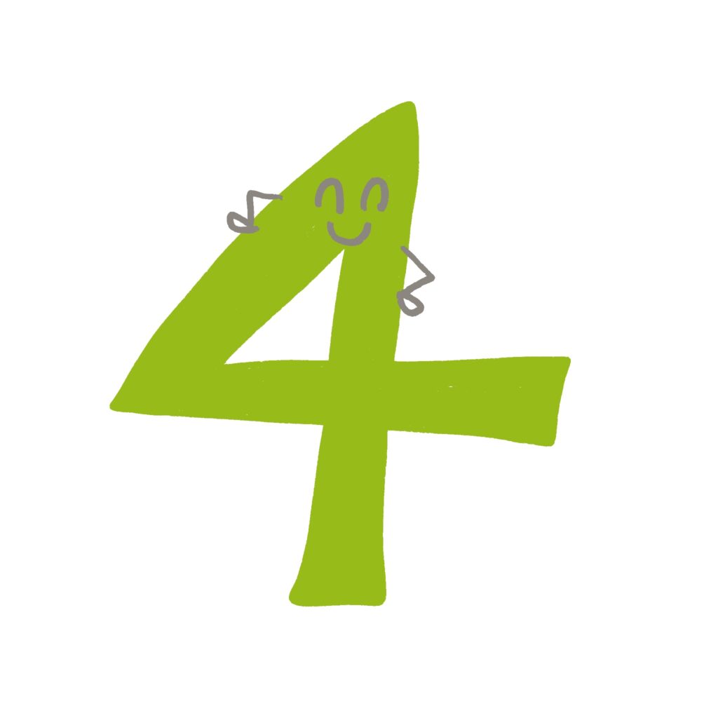 黄緑色で描かれた数字の「4」で
