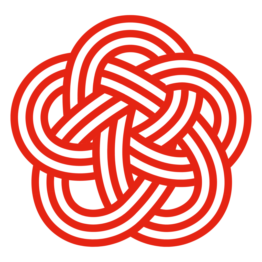 紅白の紐で結ばれた伝統的な梅結びのアイコン。固く結ばれほどけにくいことから「固い絆」や「魔除け」の意味を持ち、お正月や和風のデザイン、慶事のワンポイントに最適で