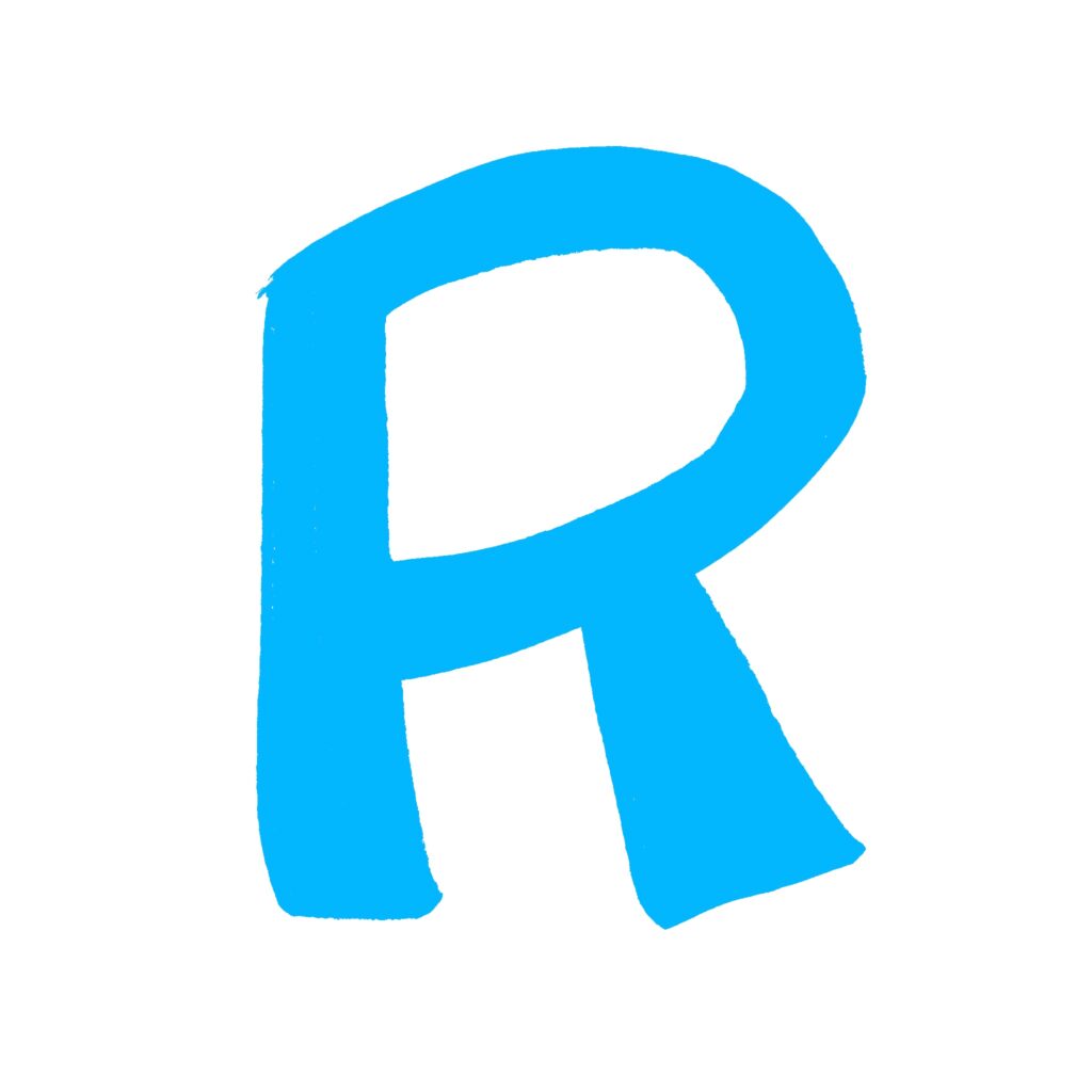 鮮やかなブルーで描かれた、手書