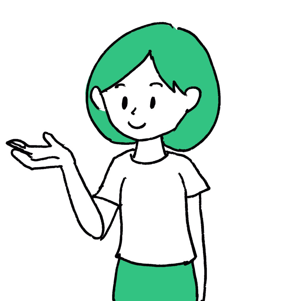 シンプルな線画で描かれた女性が