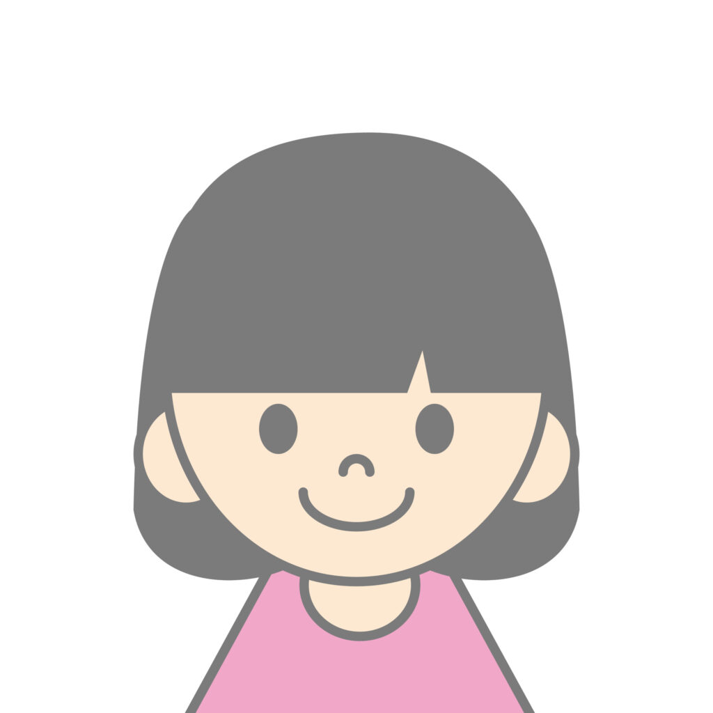 黒髪の女の子を描いたシンプルなフラットデザインのイラストです。 やさしい雰囲気のタッチで、教育・子ども向けの教材やチラシ、保育園・学校の案内、プロフィール画像な