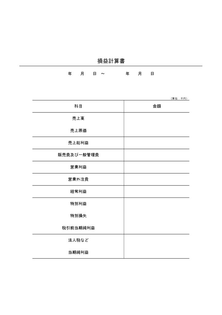 法人・個人で使える「損益計算書