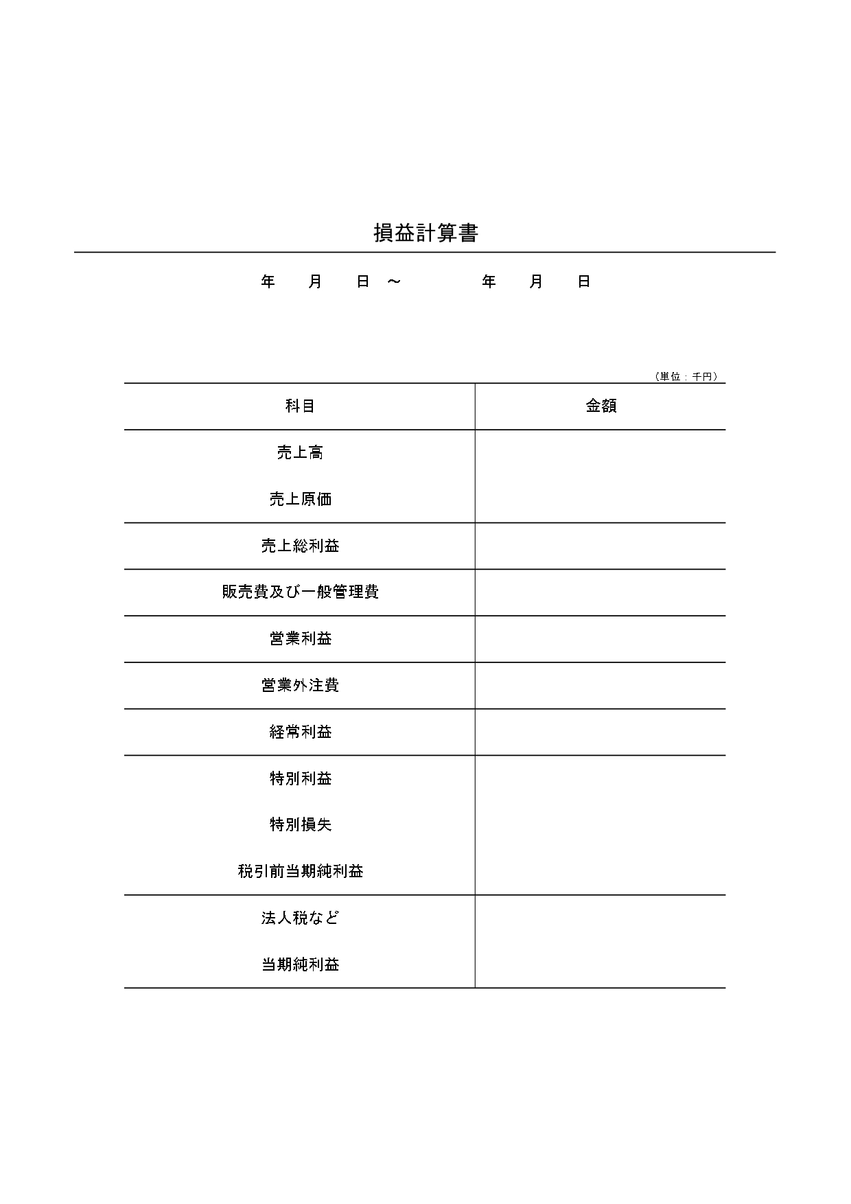 法人・個人で使える「損益計算書」テンプレート・簡易的な内容で見やすいフォーマット！Excel作成可・無料ダウンロード 法人・個人、どちらにも使える簡易的な内容で