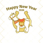 年賀状 2026年（丙午・午年）イラスト入り年賀状の素材 馬