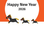 年賀状 2026年（丙午・午年）イラスト入り年賀状の素材 馬
