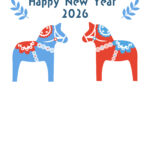 年賀状 2026年（丙午・午年）イラスト入り年賀状の素材 馬