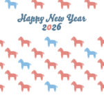 年賀状 2026年（丙午・午年）イラスト入り年賀状の素材 馬