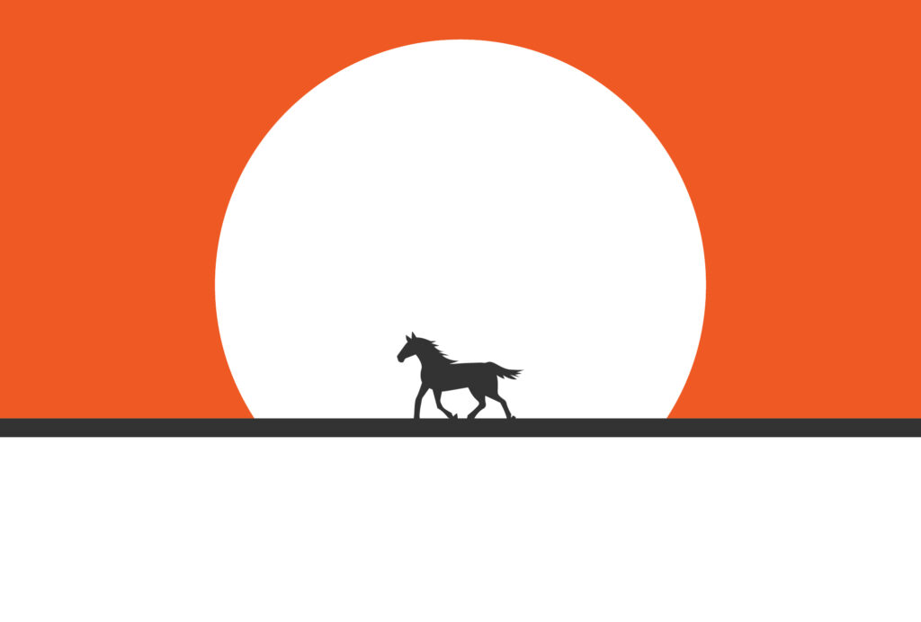 年賀状 2026年（丙午・午年）イラスト入り年賀状の素材 馬