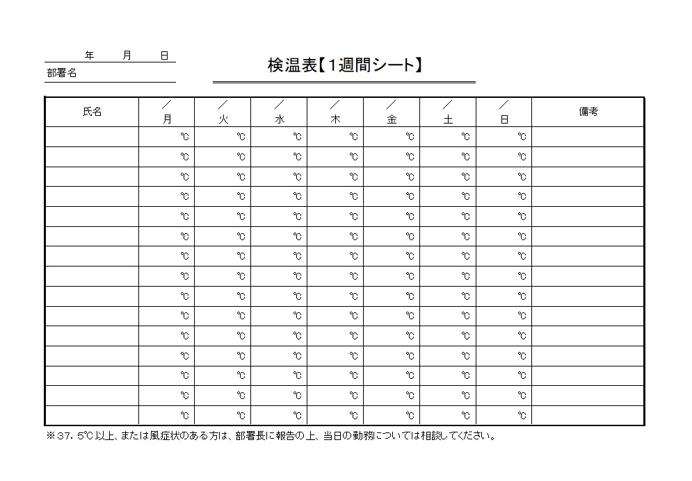 部署単位で管理できる社員の1週