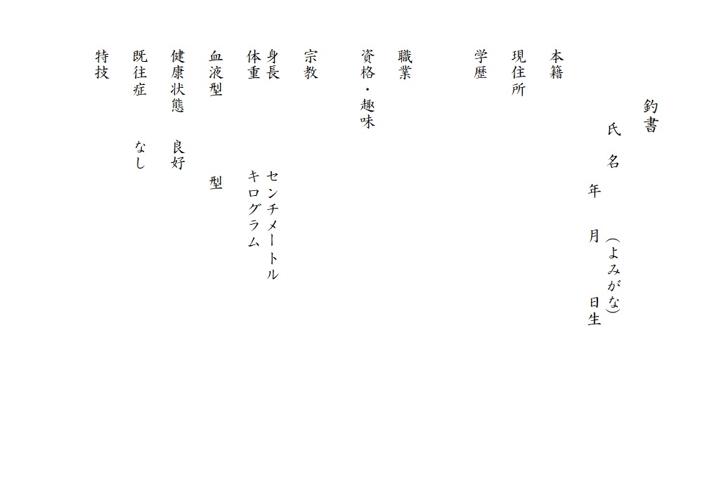 Wordで作成できる「釣書」の