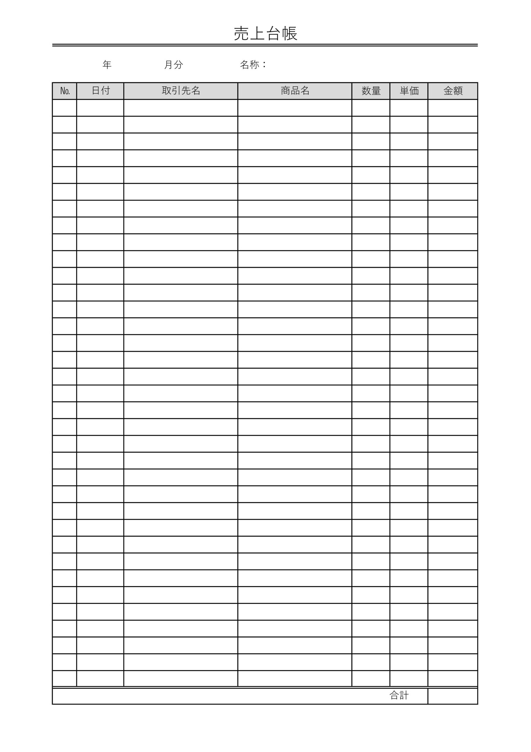 作り方が簡単で個人事業主におすすめ・シンプルな「売上台帳」で月毎の台帳管理を自作できる！無料テンプレート 月ごとの売り上げ管理に便利な、売上台帳のテンプレートに