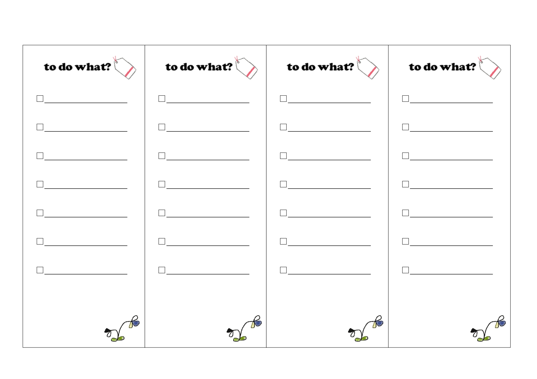 かわいい！ToDoリスト（やる事）無料のテンプレート「Word/Excel/PDF」です。A4サイズで4枚セットのToDoリストです。スマホのメモやリマインダー