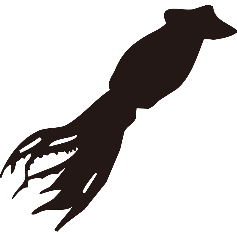 躍動感のあるイカのシルエット素