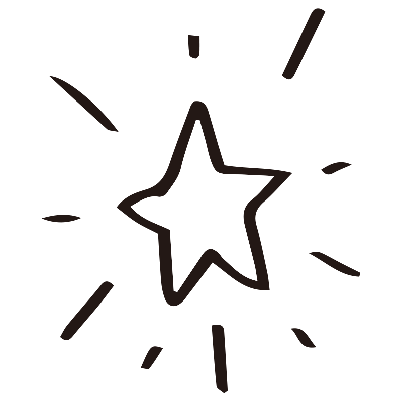 手書きのラインが味のある、キラ