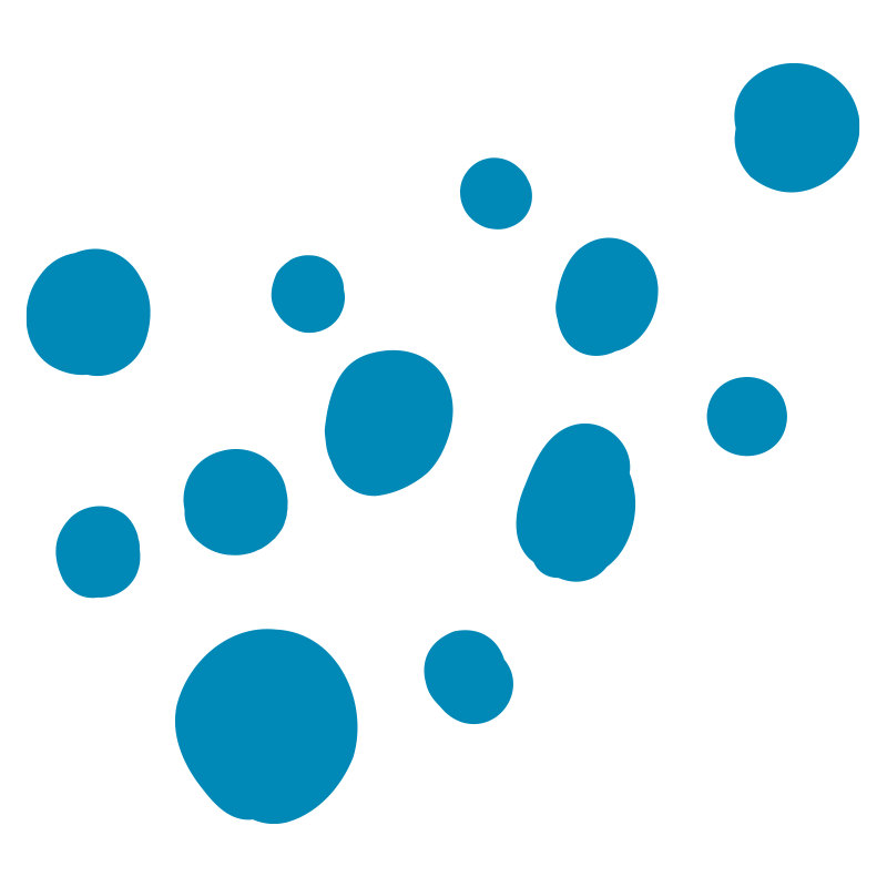 不均一な形と大きさの青いドット