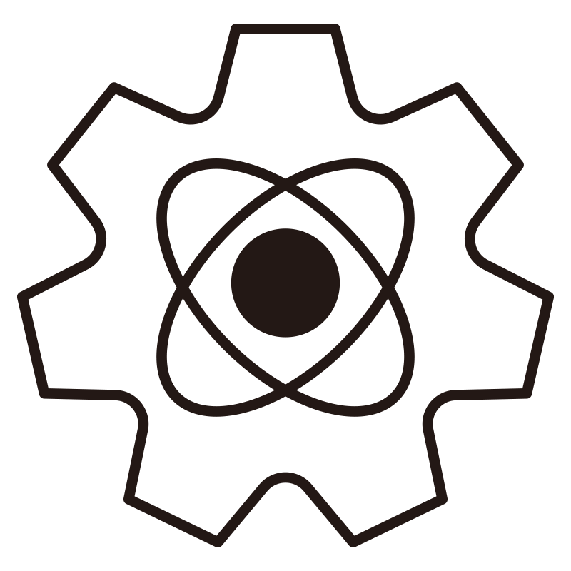 歯車と原子核のようなモチーフを