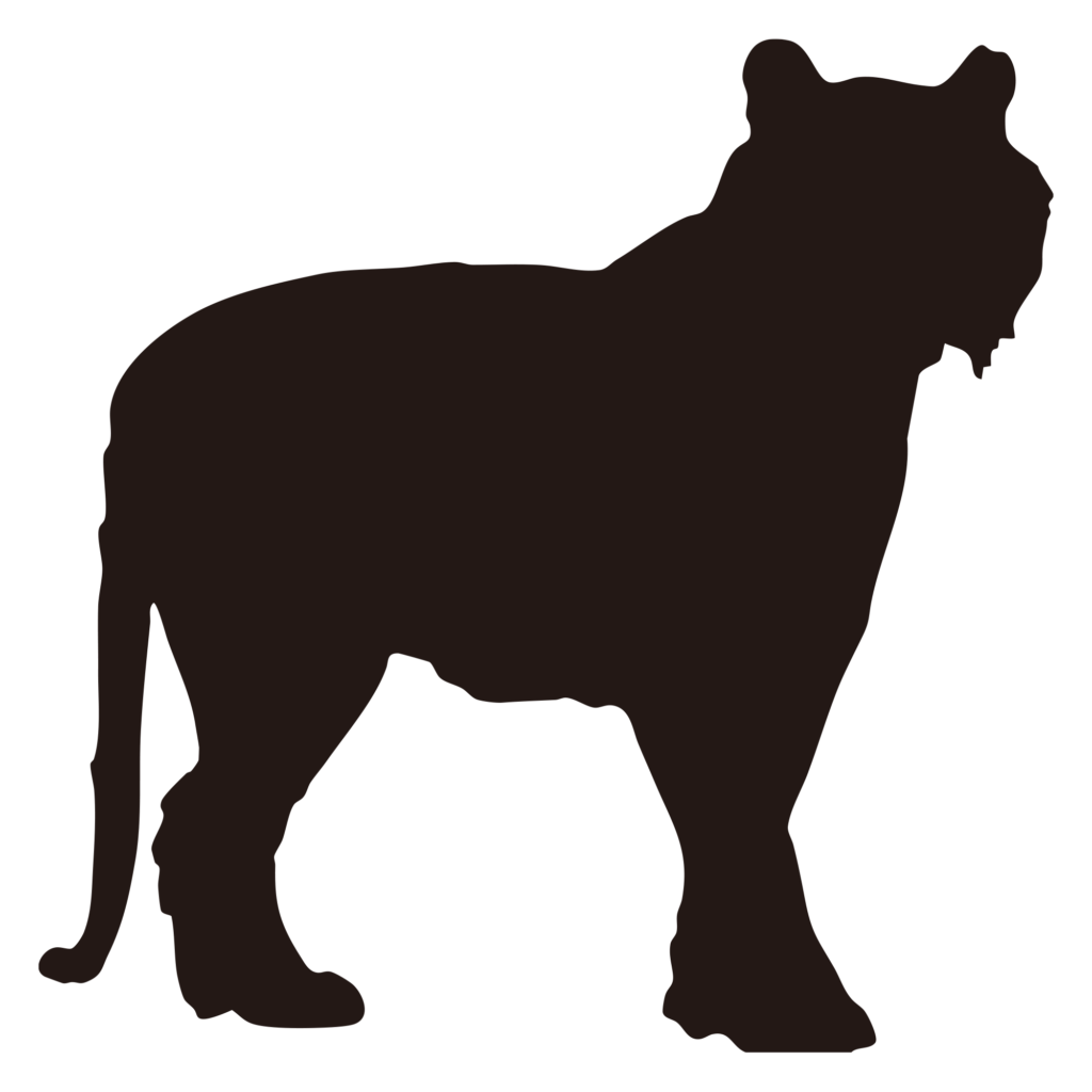 横を向いてどっしりと佇む、力強