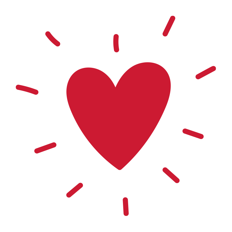 真っ赤なハートの周りに光のライ