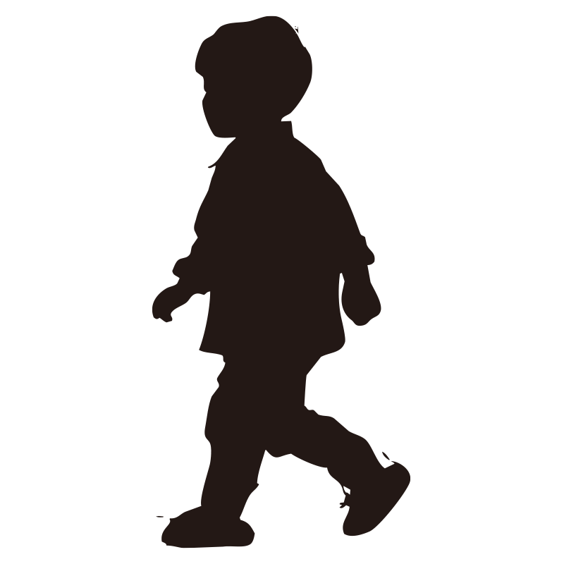 横向きにトコトコと歩く小さな男