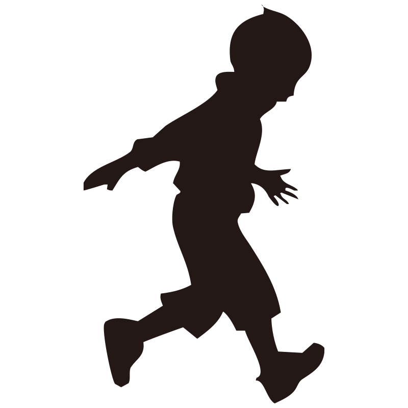 元気に走り回る子供のシルエット