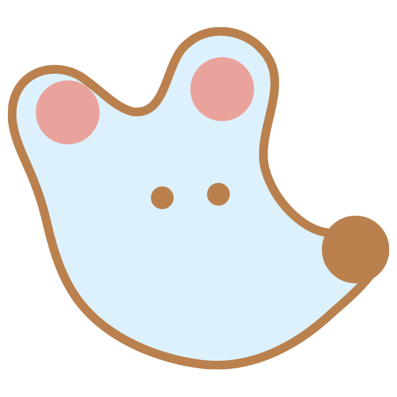 ピンクの丸い耳と茶色の鼻が可愛