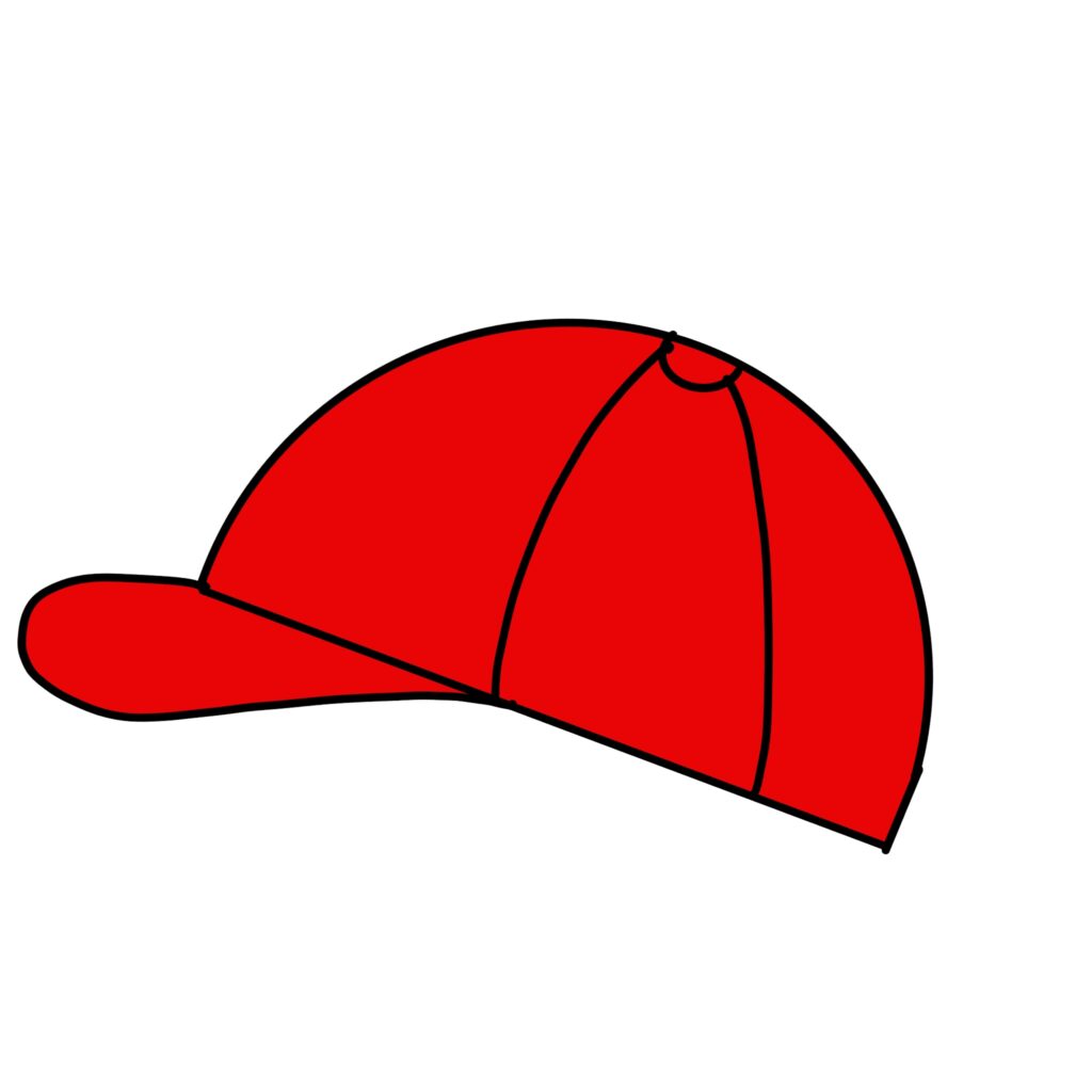 シンプルな線と鮮やかな赤色で描