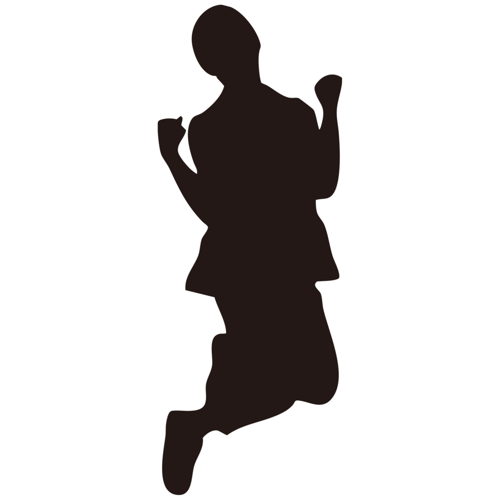 歓喜の瞬間を表現した、高くジャ