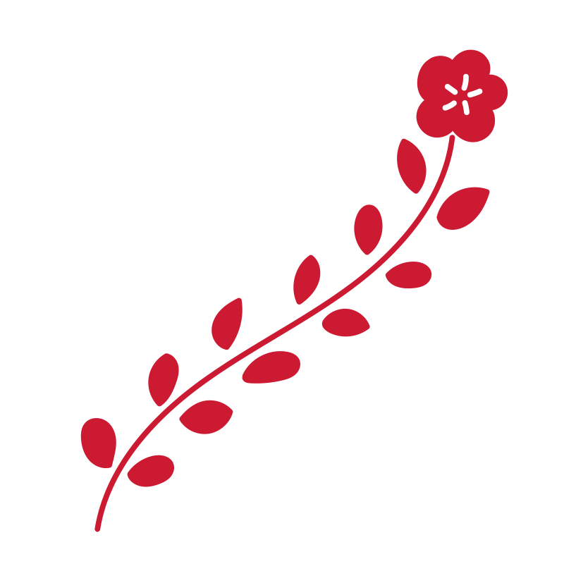 一本の茎に小さな葉と一輪の花が