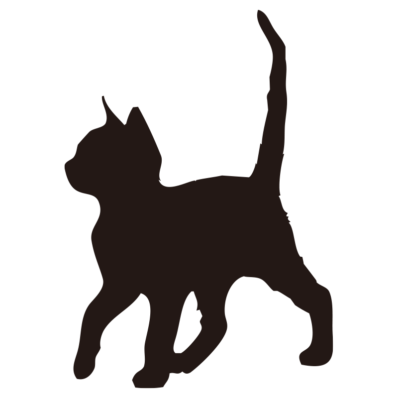 横向きに歩く猫の姿をシンプルな