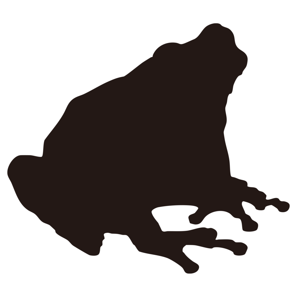 どっしりと座ったカエルの姿をリ