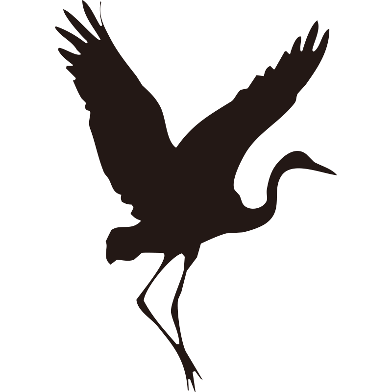 優雅に羽ばたくツルのシルエット