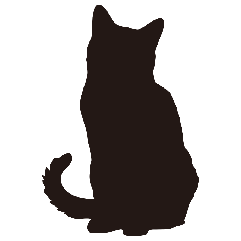 静かに座る猫の後ろ姿をシルエッ