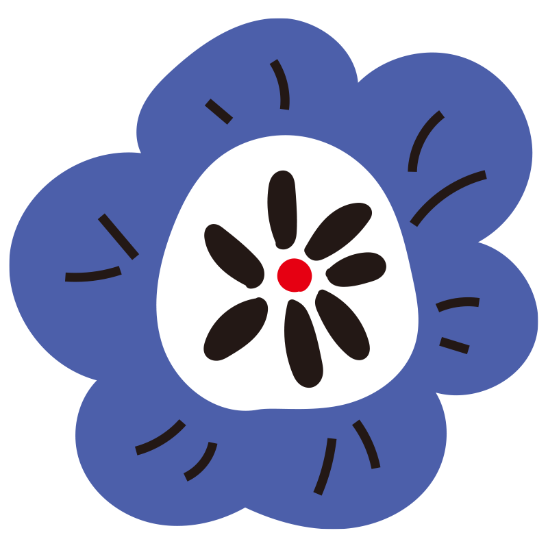 濃いブルーの花びらと白い中心部