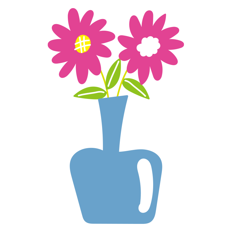 鮮やかなピンク色の花が二輪、丸