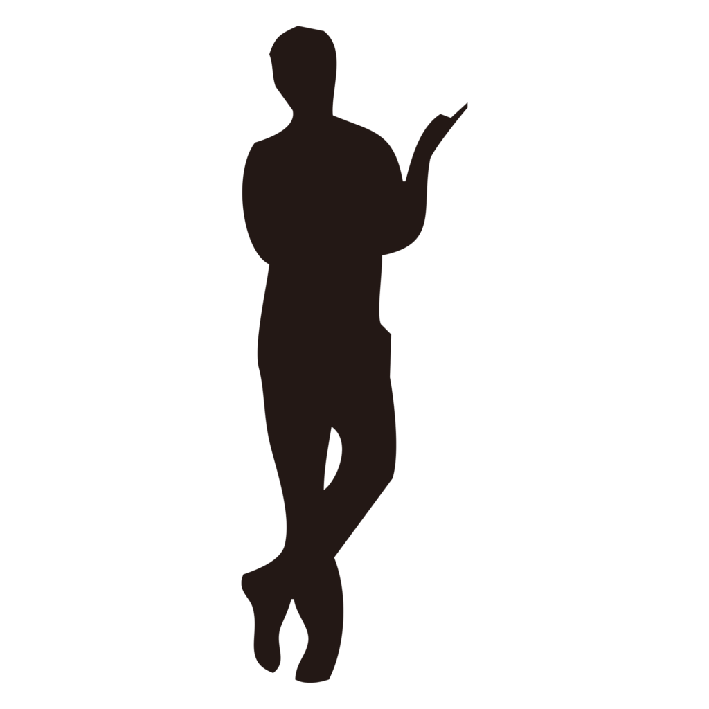 片手を上げて何かを指し示したり