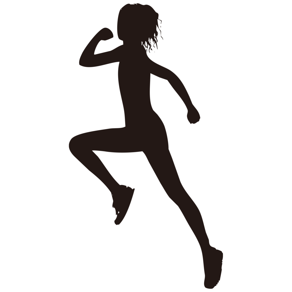 力強く走る女性の姿を捉えた、シ