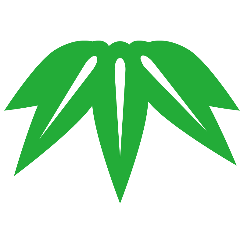 鮮やかな緑色で描かれた、笹の葉