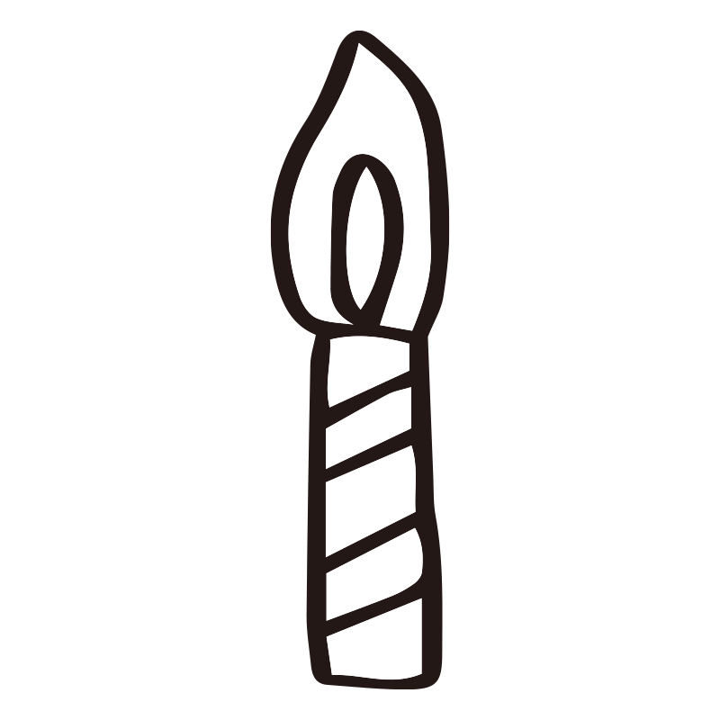 火が灯った手書き風のろうそくの