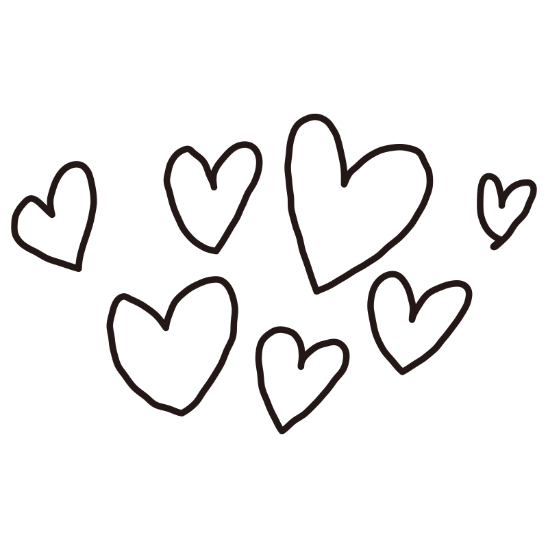 サイズの異なる複数のハートが散