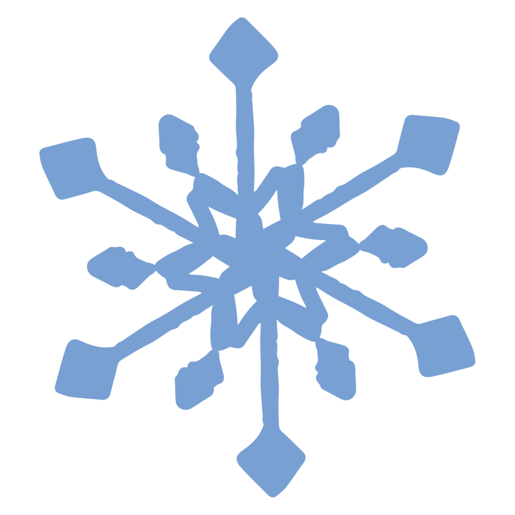 手描き風の温かみがある、青い雪