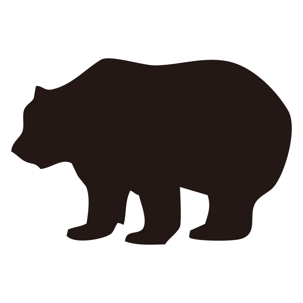 四足で立っているクマを真横から