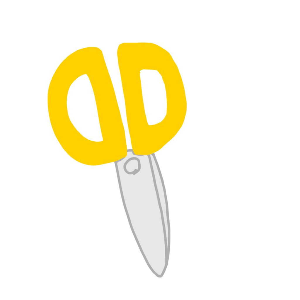 黄色い持ち手が印象的なハサミを