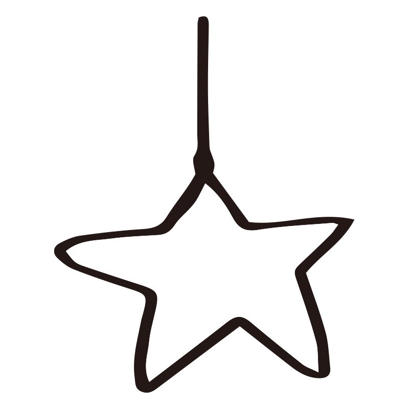 紐で吊るされた五角形の星のオー