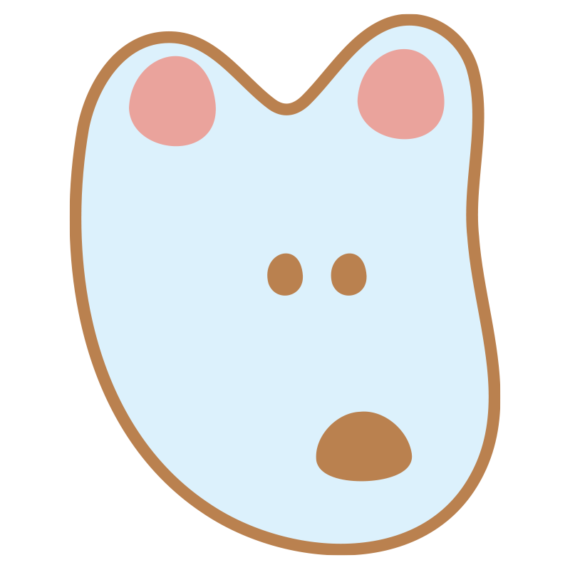 水色の顔のシルエットに茶色の鼻