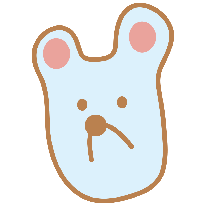 水色の顔と茶色の輪郭が優しい雰