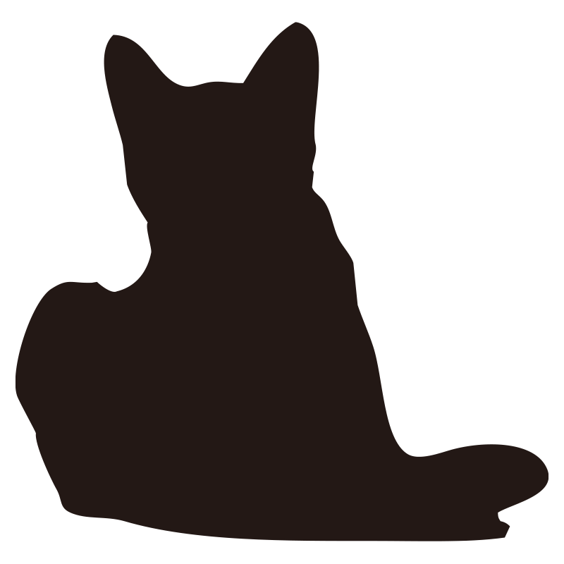 静かに座る猫の後ろ姿をシルエッ