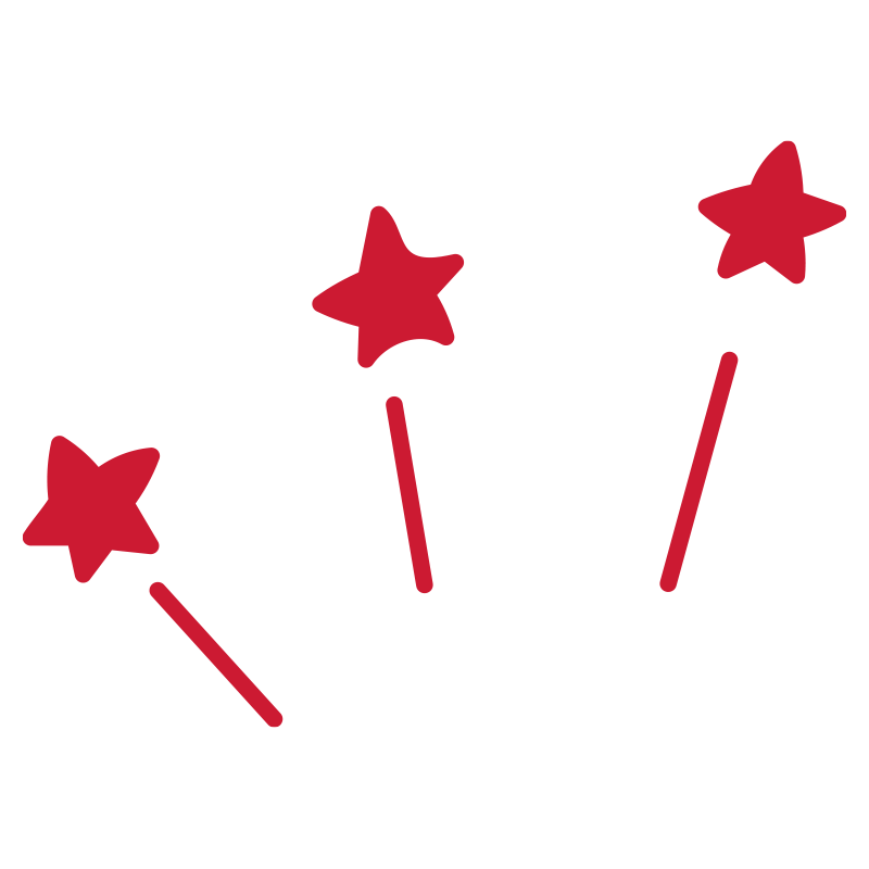 手書き風の赤い星が3つ並んだポ