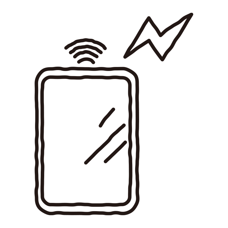 スマートフォンから電波や通知が